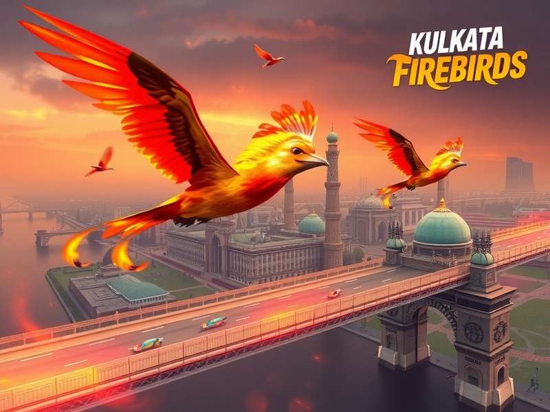 Kolkata Firebirds gameplay screenshot showing firebird flying over Howrah Bridge